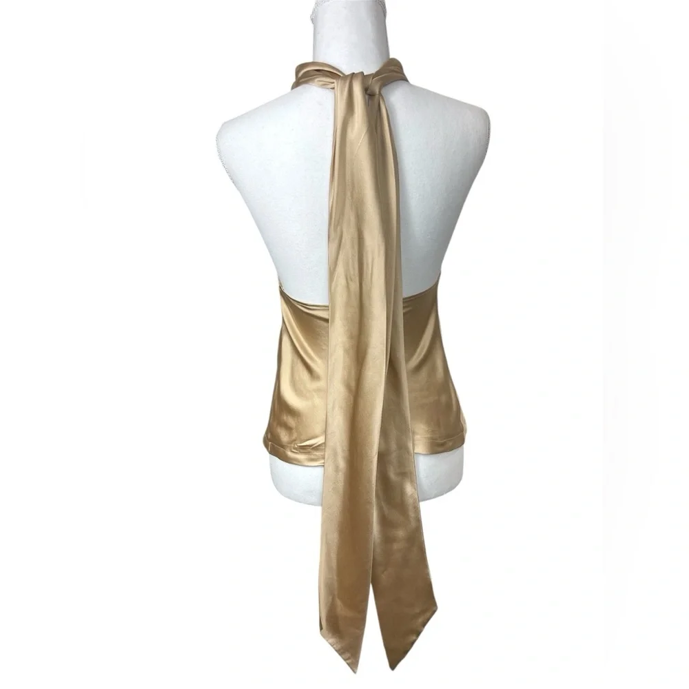 St. John Tan Champagne Satin Silk Sleeveless Halter Top Y2K 90’s Old Money XS - Picture 6 of 8